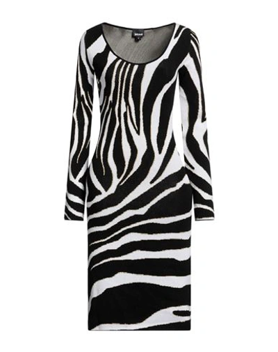 JUST CAVALLI JUST CAVALLI WOMAN MIDI DRESS BLACK SIZE M VISCOSE, ACRYLIC, POLYAMIDE, METALLIC FIBER