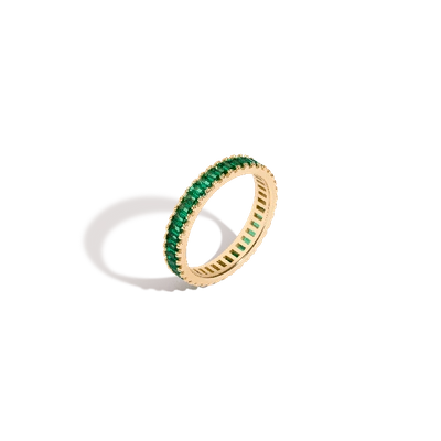 AURATE NEW YORK AURATE NEW YORK LAB GROWN GREEN EMERALD BAGUETTE ETERNITY RING