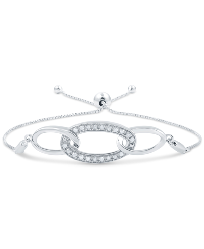 MACY'S DIAMOND OVALS BOLO BRACELET (1/6 CT. T.W.) IN STERLING SILVER