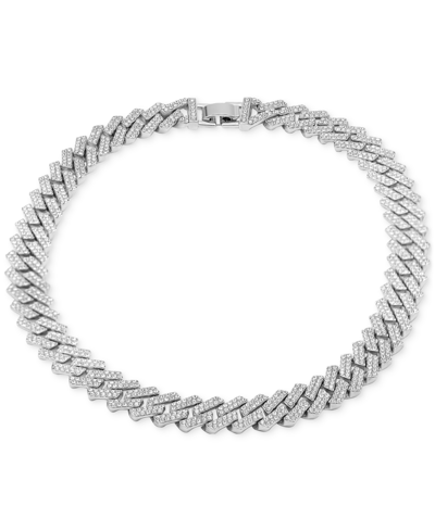 ADORNIA SILVER-TONE EDGY CUBAN CRYSTAL CHAIN 18" NECKLACE