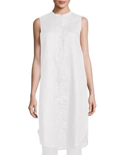 EILEEN FISHER SLEEVELESS MANDARIN-COLLAR LINEN TUNIC