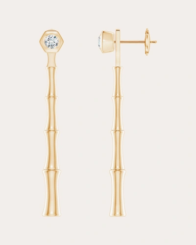 NATORI WOMEN'S BAMBOO 14K GOLD DIAMOND EARRINGS