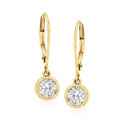 ROSS-SIMONS DIAMOND BEZEL-SET DROP EARRINGS IN 14KT YELLOW GOLD