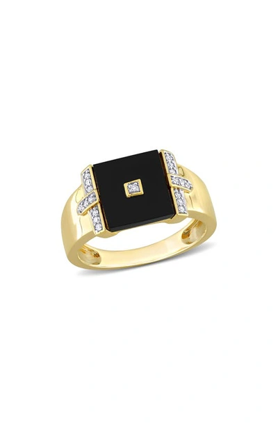 DELMAR ONYX & DIAMOND SQUARE RING
