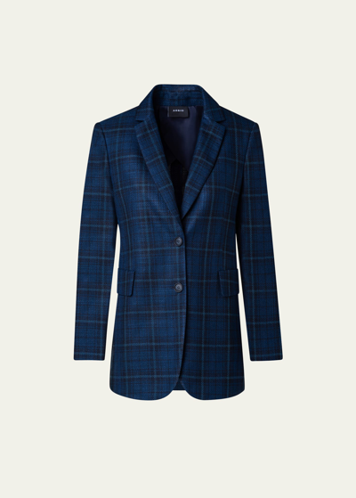 AKRIS GLENN PLAID SILK COTTON BLAZER
