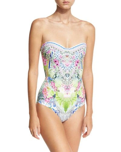 CAMILLA BANDEAU EMBELLISHED ONE-PIECE SWIMSUIT