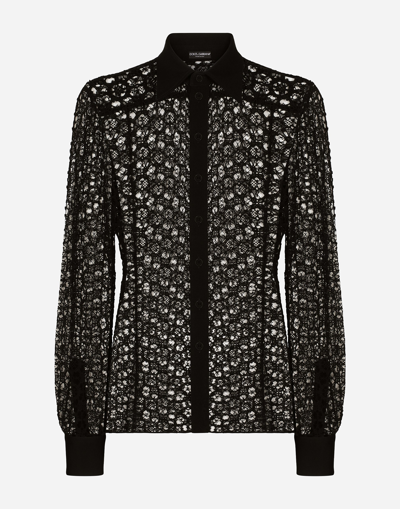 DOLCE & GABBANA MACRAMÉ LACE SICILIA-FIT SHIRT