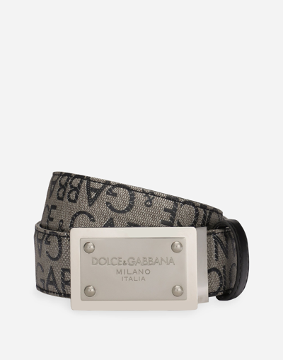 DOLCE & GABBANA COATED JACQUARD BELT WITH LOGO TAG