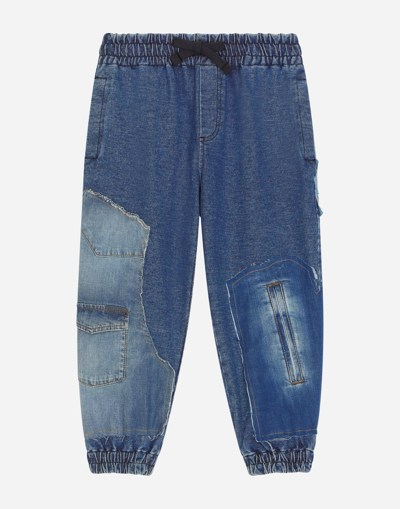 DOLCE & GABBANA STRETCH JERSEY DENIM JOGGING PANTS