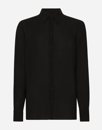 DOLCE & GABBANA MARTINI-FIT STRETCH CHARMEUSE SHIRT