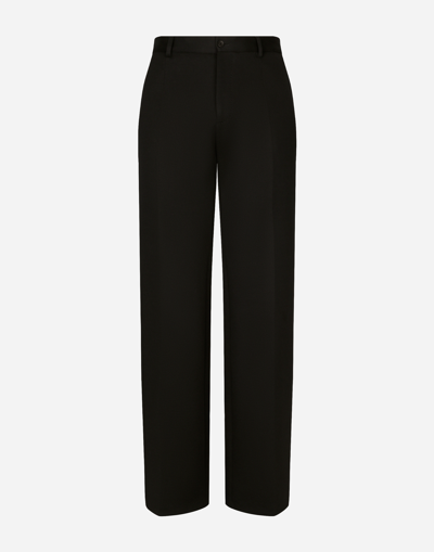 DOLCE & GABBANA STRAIGHT-LEG TECHNICAL COTTON JERSEY PANTS