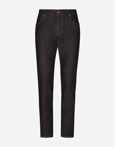 DOLCE & GABBANA BLUE SLIM-FIT STRETCH JEANS