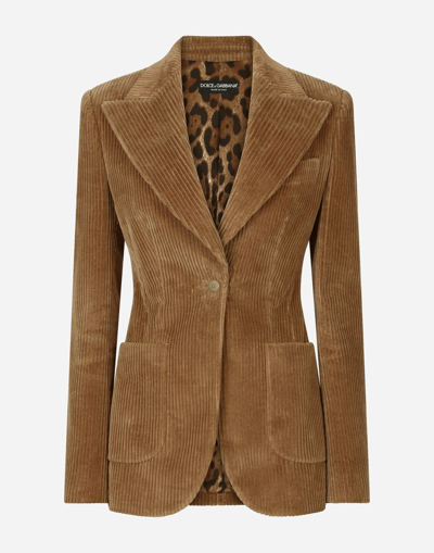 DOLCE & GABBANA SINGLE-BREASTED CORDUROY TURLINGTON JACKET