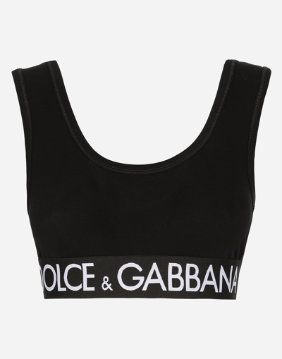 DOLCE & GABBANA JERSEY TOP WITH BRANDED ELASTIC