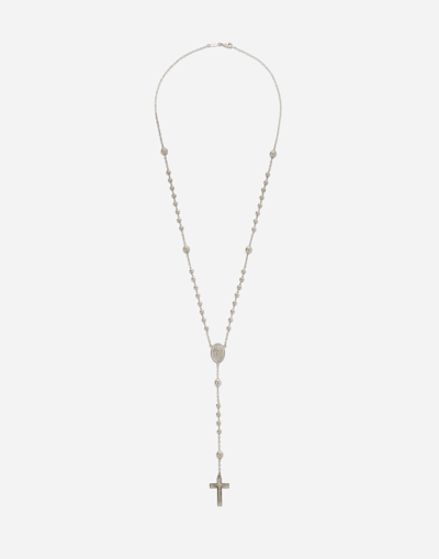 DOLCE & GABBANA TRADITION WHITE GOLD ROSARY NECKLACE