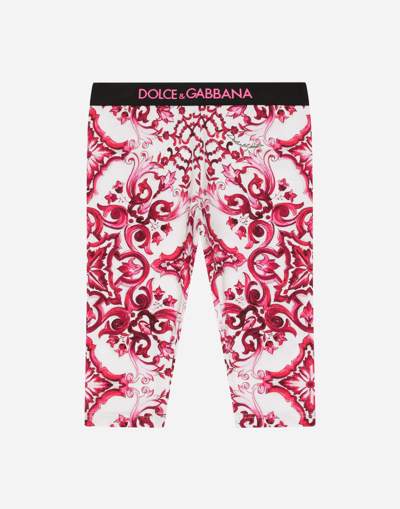 DOLCE & GABBANA MAJOLICA-PRINT INTERLOCK LEGGINGS