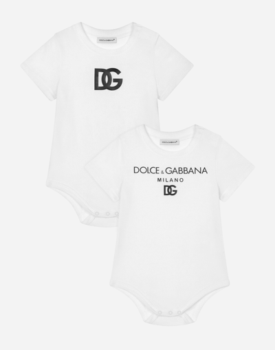 DOLCE & GABBANA 2-BABYGROW GIFT SET IN LOGO-PRINT JERSEY