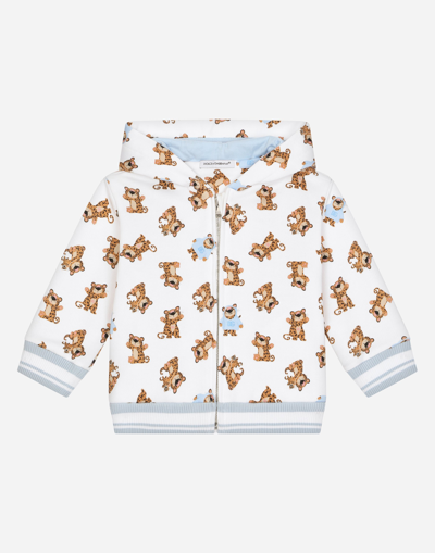 DOLCE & GABBANA ZIP-UP JERSEY HOODIE WITH BABY LEOPARD