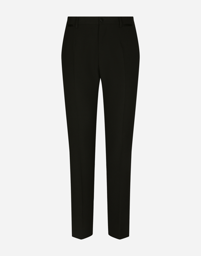 DOLCE & GABBANA TAILORED STRETCH WOOL TUXEDO PANTS