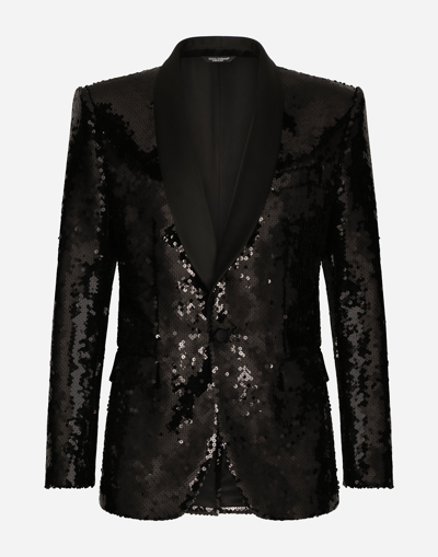 DOLCE & GABBANA SEQUINED SINGLE-BREASTED SICILIA-FIT TUXEDO SUIT