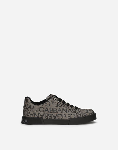 DOLCE & GABBANA PORTOFINO SNEAKERS IN COATED JACQUARD LOGO