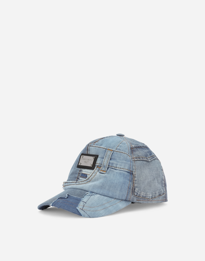DOLCE & GABBANA DENIM BASEBALL CAP WITH LOGO TAG