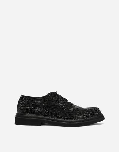 DOLCE & GABBANA SUEDE DERBY SHOES WITH FUSIBLE RHINESTONE DETAILING