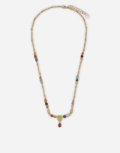 DOLCE & GABBANA 18KT YELLOW GOLD NECKLACE WITH MULTICOLORED FINE GEMSTONES