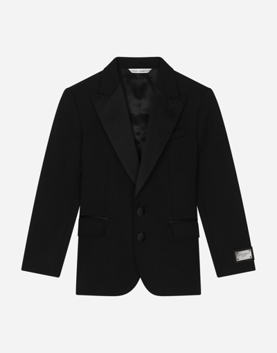 DOLCE & GABBANA SINGLE-BREASTED TUXEDO JACKET WITH LOGO TAG