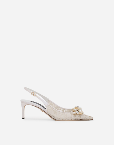 DOLCE & GABBANA RAINBOW LACE SLINGBACKS IN LUREX LACE