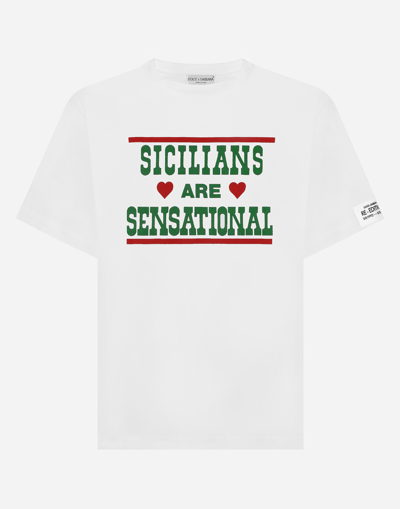 DOLCE & GABBANA COTTON ROUND-NECK T-SHIRT WITH PRINT