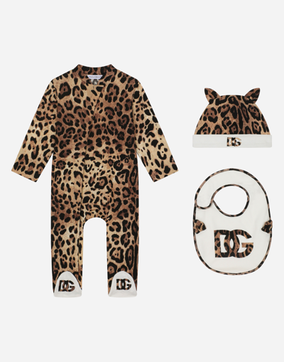 DOLCE & GABBANA 3-PIECE GIFT SET IN LEOPARD-PRINT JERSEY