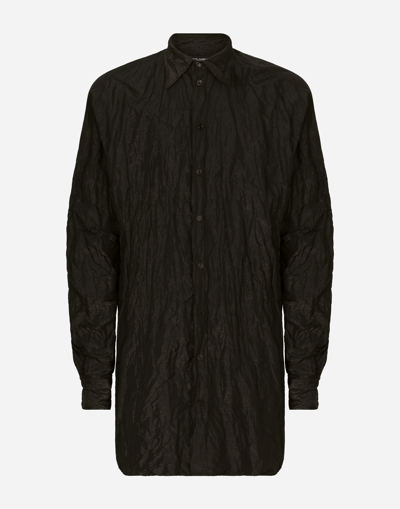 DOLCE & GABBANA OVERSIZE CRUSHED FOILED FABRIC SHIRT