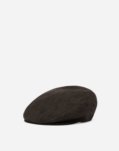 DOLCE & GABBANA MICRO-PATTERNED COTTON GABARDINE FLAT CAP