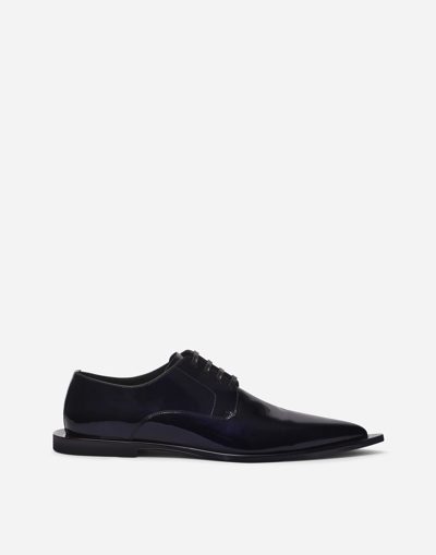 DOLCE & GABBANA METALLIC PATENT LEATHER DERBY SHOES
