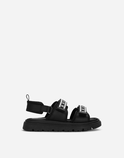 DOLCE & GABBANA CALFSKIN SANDALS WITH DG LOGO TAPE