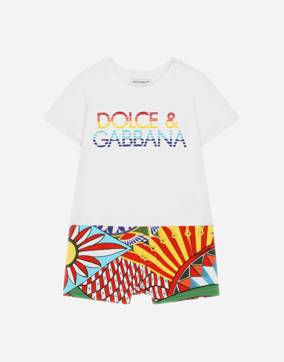 DOLCE & GABBANA CARRETTO-PRINT JERSEY ONESIE