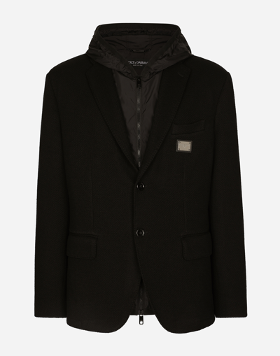 DOLCE & GABBANA HOODED JERSEY JACKET AND NYLON VEST