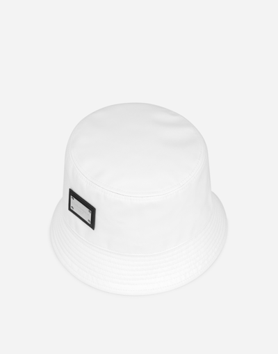 DOLCE & GABBANA NYLON BUCKET HAT WITH BRANDED PLATE