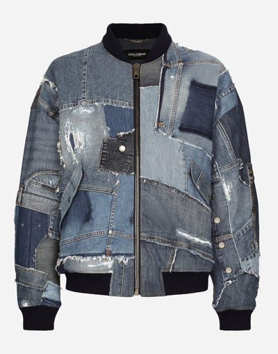 DOLCE & GABBANA STRETCH PATCHWORK DENIM JACKET