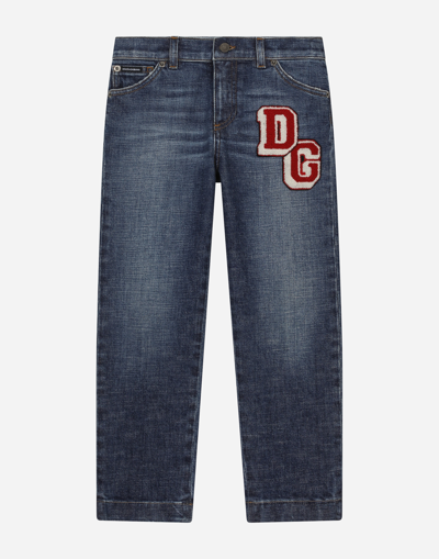 DOLCE & GABBANA 5-POCKET DENIM JEANS WITH DG PATCH