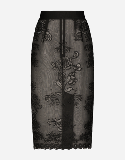 DOLCE & GABBANA CRINOLINE CALF-LENGTH SKIRT WITH INLAY EMBELLISHMENT