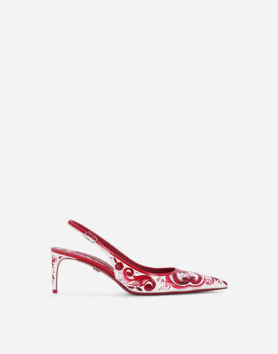 DOLCE & GABBANA PRINTED POLISHED CALFSKIN SLINGBACKS