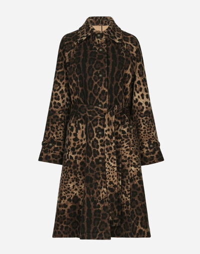 DOLCE & GABBANA BELTED LEOPARD-PRINT WOOL COAT