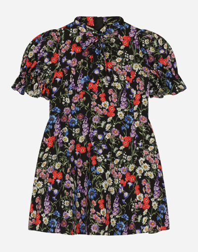 DOLCE & GABBANA SHORT-SLEEVED CHARMEUSE DRESS