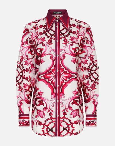DOLCE & GABBANA MAJOLICA-PRINT POPLIN SHIRT