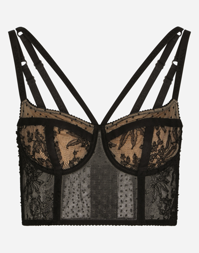 DOLCE & GABBANA LACE LINGERIE BUSTIER WITH STRAPS