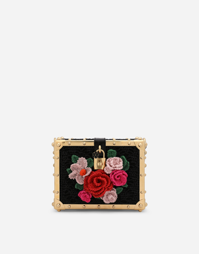 DOLCE & GABBANA RAFFIA CROCHET DOLCE BOX BAG