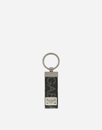 DOLCE & GABBANA COATED JACQUARD FABRIC KEYCHAIN