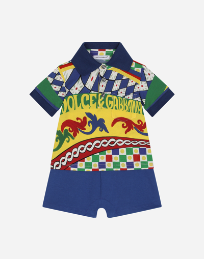 DOLCE & GABBANA PIQUÉ ONESIE WITH CARRETTO PRINT